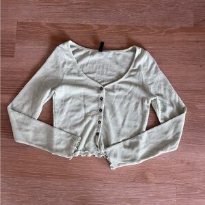 H&M divided mint green waffle cardigan